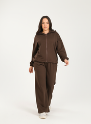 Essential Zip Hoodie Suit – Chocolate Brown
