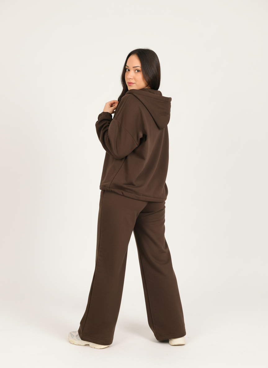 Essential Zip Hoodie Suit – Chocolate Brown