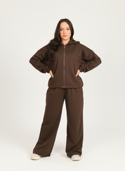 Essential Zip Hoodie Suit – Chocolate Brown